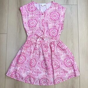 Zara Girls Pink Floral Sleeveless Dress Cutout Waist‎ NWT Size 12-13Y 156cm
